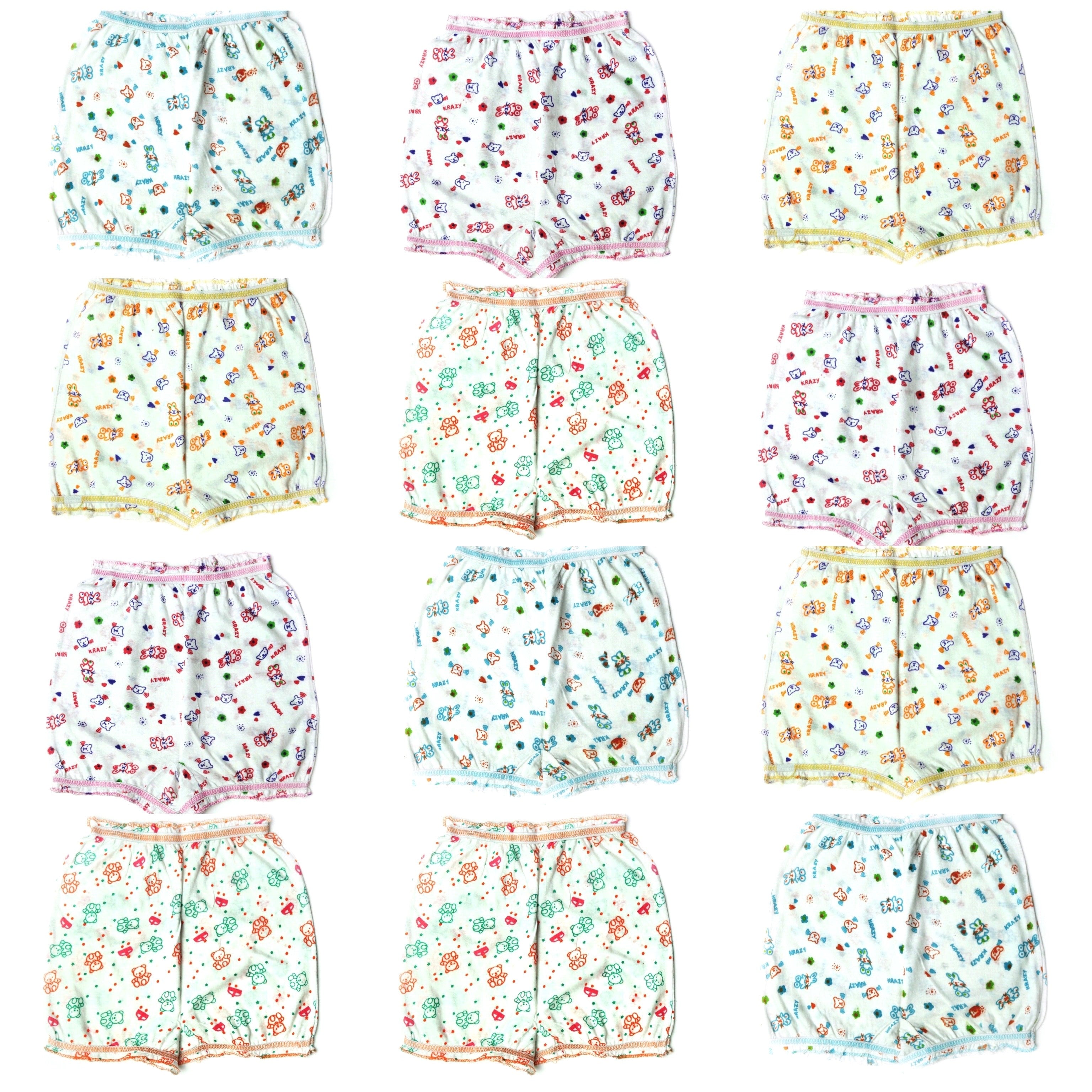 Kids White & Multicolor Bloomers & Underwears(Pack of 12)